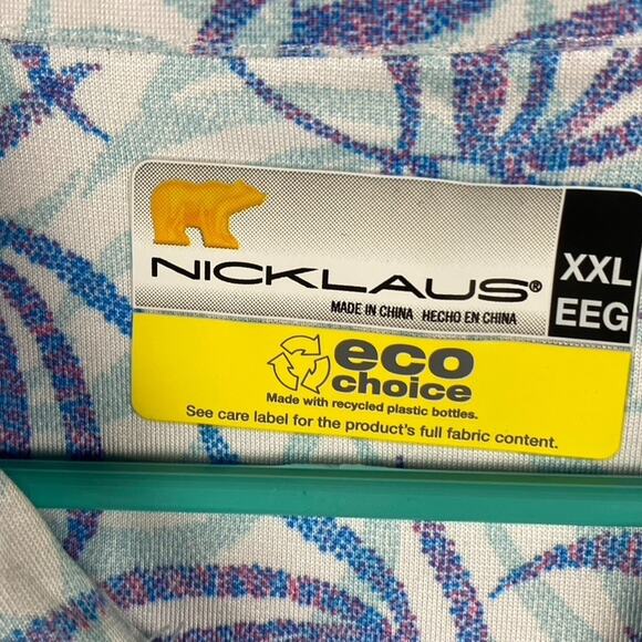 Nicklaus XXL Men's Golf Polo Shirt Blue Purple Leaf Eco Polyester Performance - Picture 4 of 9